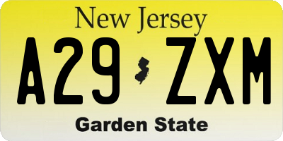 NJ license plate A29ZXM