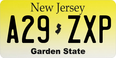 NJ license plate A29ZXP