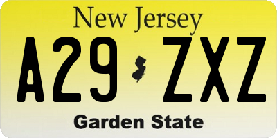 NJ license plate A29ZXZ
