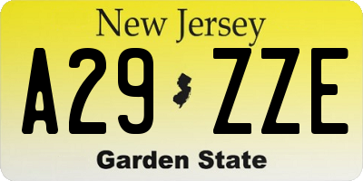 NJ license plate A29ZZE