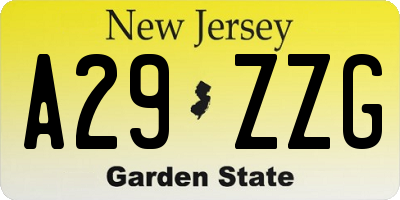 NJ license plate A29ZZG