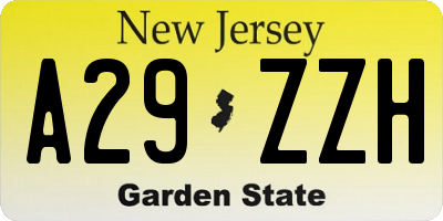 NJ license plate A29ZZH
