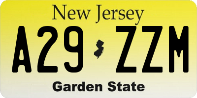 NJ license plate A29ZZM