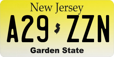NJ license plate A29ZZN