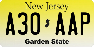NJ license plate A30AAP