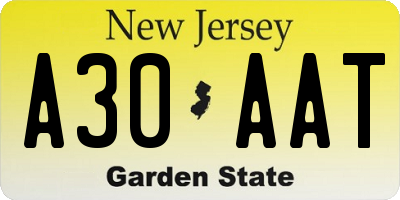 NJ license plate A30AAT