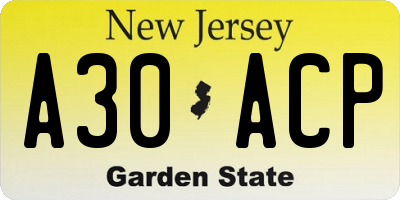 NJ license plate A30ACP