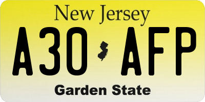 NJ license plate A30AFP