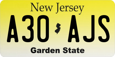 NJ license plate A30AJS