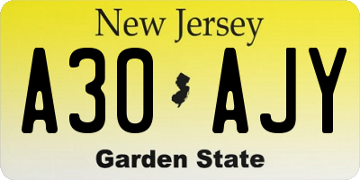 NJ license plate A30AJY