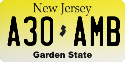 NJ license plate A30AMB