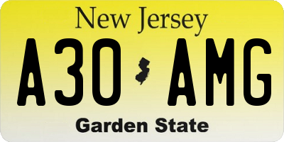 NJ license plate A30AMG
