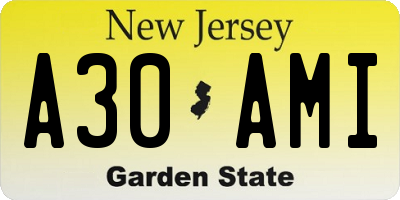 NJ license plate A30AMI
