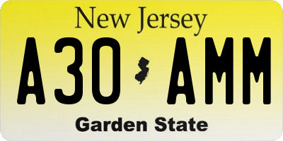 NJ license plate A30AMM