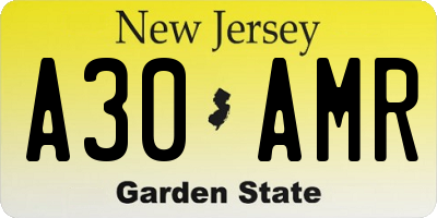 NJ license plate A30AMR