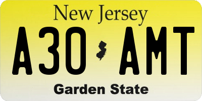 NJ license plate A30AMT