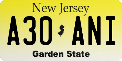 NJ license plate A30ANI