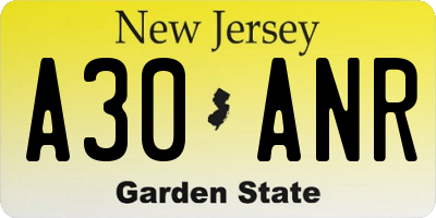 NJ license plate A30ANR