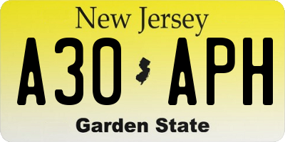 NJ license plate A30APH