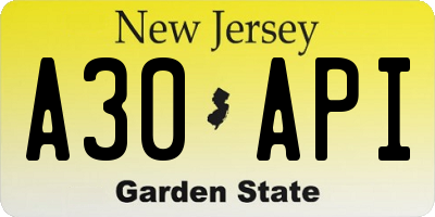 NJ license plate A30API