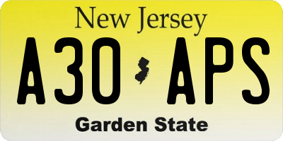 NJ license plate A30APS