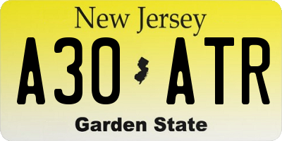 NJ license plate A30ATR