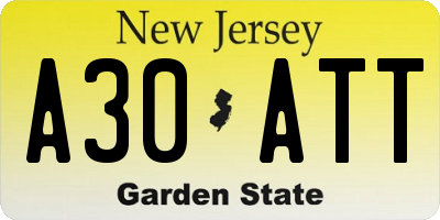 NJ license plate A30ATT