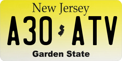 NJ license plate A30ATV