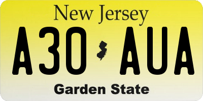 NJ license plate A30AUA