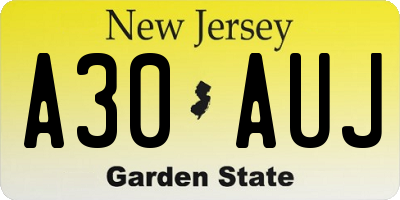 NJ license plate A30AUJ
