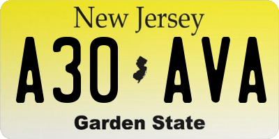 NJ license plate A30AVA