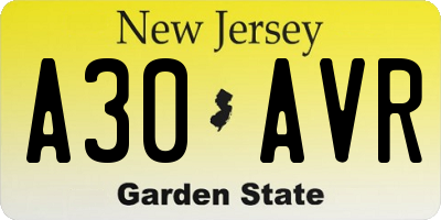 NJ license plate A30AVR