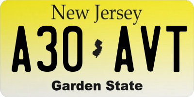 NJ license plate A30AVT