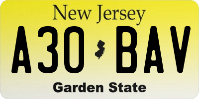NJ license plate A30BAV