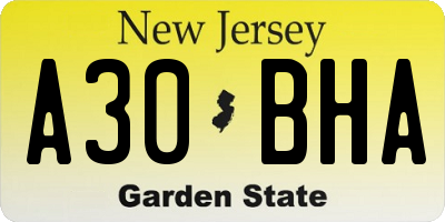 NJ license plate A30BHA