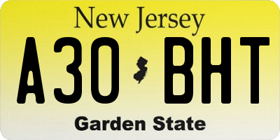 NJ license plate A30BHT