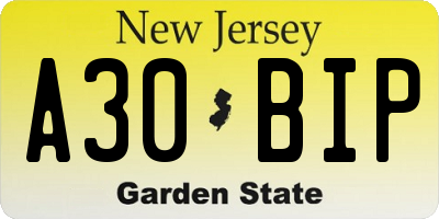 NJ license plate A30BIP