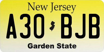 NJ license plate A30BJB