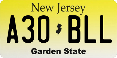 NJ license plate A30BLL