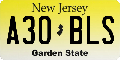 NJ license plate A30BLS