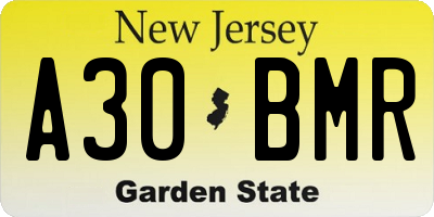 NJ license plate A30BMR