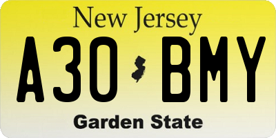 NJ license plate A30BMY
