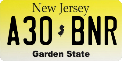 NJ license plate A30BNR