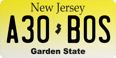 NJ license plate A30BOS