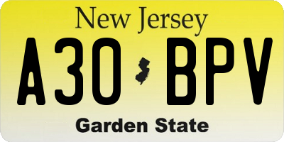 NJ license plate A30BPV
