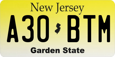 NJ license plate A30BTM
