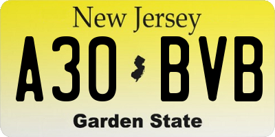NJ license plate A30BVB