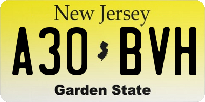 NJ license plate A30BVH