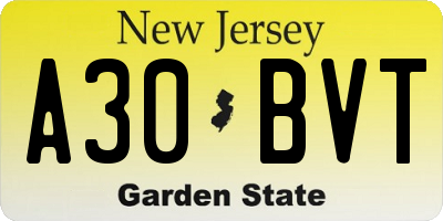NJ license plate A30BVT