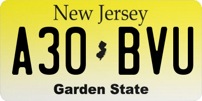NJ license plate A30BVU